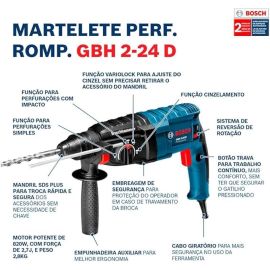 Martelete Perfurador Rompedor Bosch GBH 2-24 D de 220V 820w