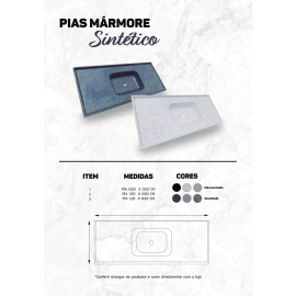 Pias Mármore Sintético - 1.0m X 0.50m - Decorati-Branco