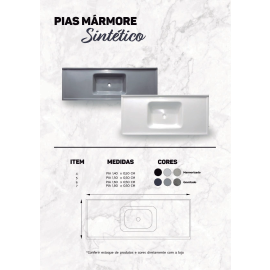 Pias Mármore Sintético - 1.20m X 0.50m - Decorati-Branco