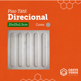 Piso Tátil Direcional - 25 X 25cm - 1 und - Oeste Verde