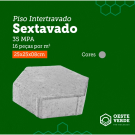 Piso Sextavado - 28 x 25 x 8 - 35MPA - 1m² - Oeste Verde