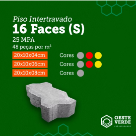 Piso Intertr. 16 faces - 22x11x4 - 25MPA - 1m² - Oeste Verde