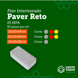 Piso Intertr. Reto -20x10x6cm- 25MPA - 1m² - Oeste Verde